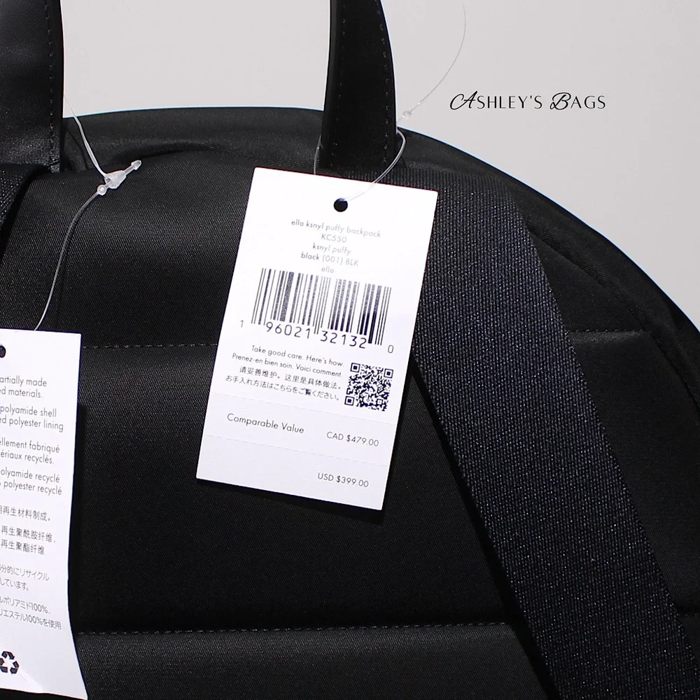 Kate Spade Ella Large Puffy Backpack In Black - Picture 8 of 11